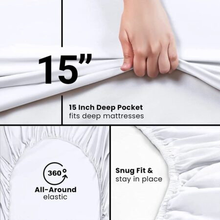 Fitted Sheet T200 King Size Deep Pocket White, Case Of 12