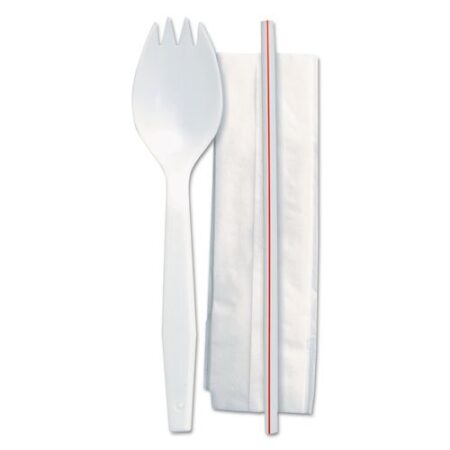 Spork medium weight/ Milk Straw 5.75"/ Napkin 10"x10" kit 1000