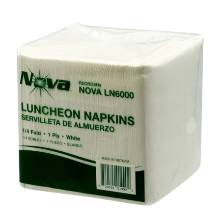 Nova 1-Ply Luncheon Napkin 11.8 x 11.8, White, 1/4-Fold 6000 cs