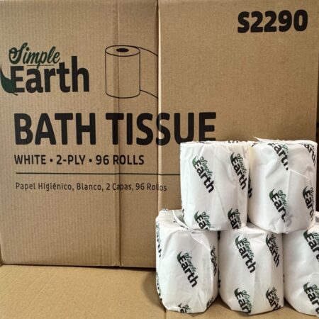 Simple Earth Small Roll Bath Tissue 4.0" X 3", 2 Ply, 400 sheets White 96 / cs